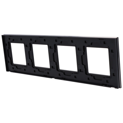 Ramka Aluminiowa Szczotkowana Poczwórna 4F Czarna DC Smart Home