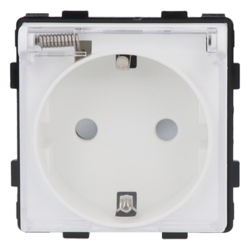 Moduł gniazda elektrycznego Schuko (bez bolca) z klapką IP44 230V pojedynczy biały