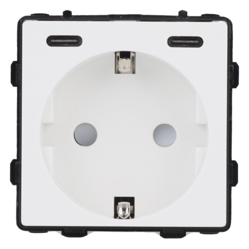 Moduł gniazda elektrycznego Schuko (bez bolca) z ładowarką USB C+C 20W 230V pojedynczy biały
