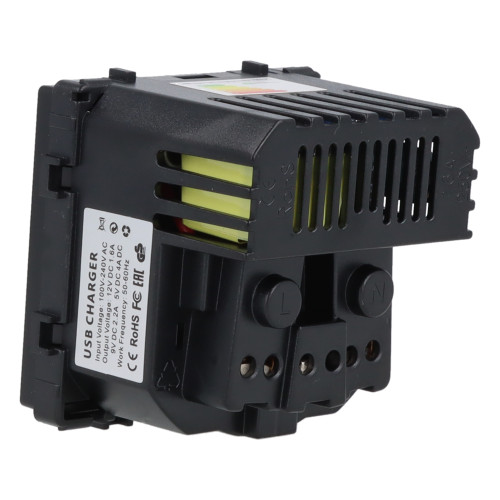 Moduł gniazda elektrycznego Schuko (bez bolca) z ładowarką USB A+C 20W 230V pojedynczy czarny