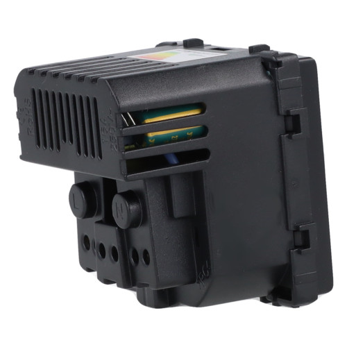 Moduł gniazda elektrycznego Schuko (bez bolca) z ładowarką USB A+C 20W 230V pojedynczy czarny