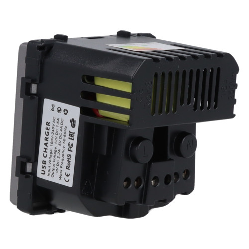 Moduł gniazda elektrycznego Schuko (bez bolca) z ładowarką USB A+C 20W 230V pojedynczy szary