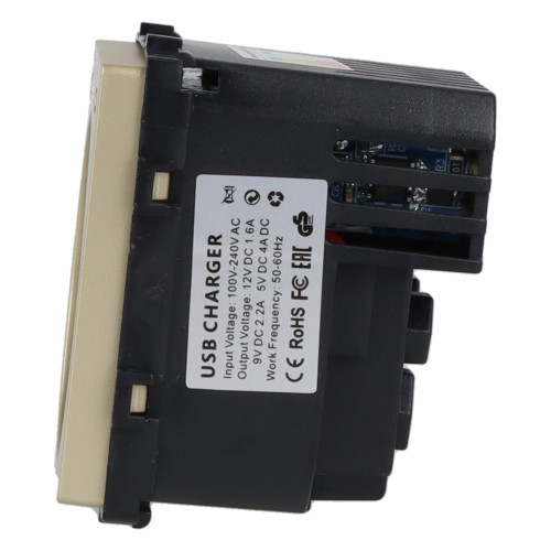 Moduł gniazda elektrycznego Schuko (bez bolca) z ładowarką USB C+C 20W 230V pojedynczy złoty