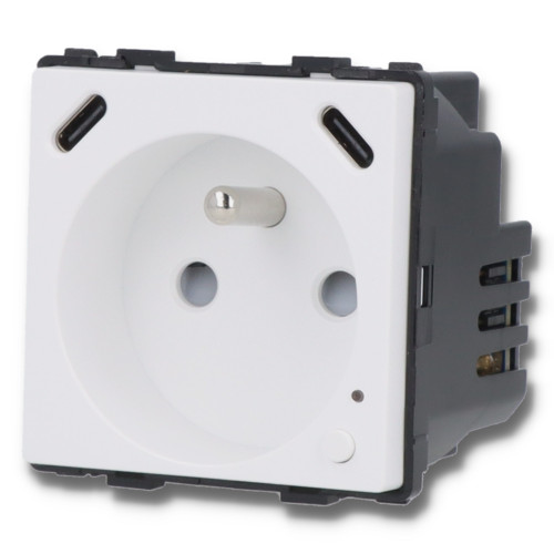Moduł gniazda elektrycznego z bolcem 230V z pomiarem energii ZigBee + USB C+C 20W biały