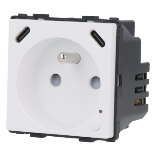 Moduł gniazda elektrycznego z bolcem 230V z pomiarem energii ZigBee + USB C+C 20W biały