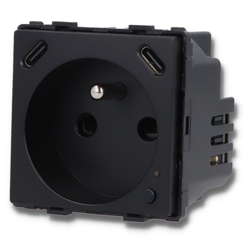 Moduł gniazda elektrycznego z bolcem 230V z pomiarem energii ZigBee + USB C+C 20W czarny