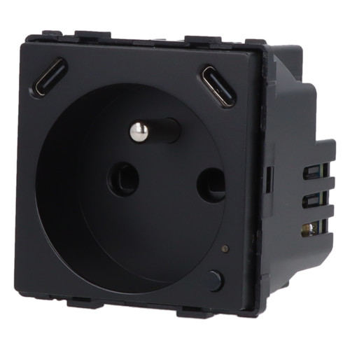 Moduł gniazda elektrycznego z bolcem 230V z pomiarem energii ZigBee + USB C+C 20W czarny