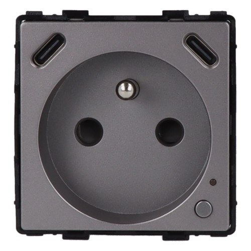 Moduł gniazda elektrycznego z bolcem 230V z pomiarem energii ZigBee + USB C+C 20W szary