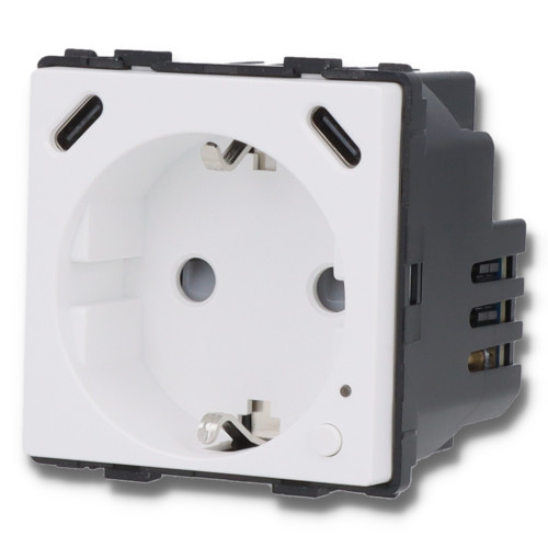 Moduł gniazda elektrycznego Schuko (bez bolca) 230V z pomiarem energii ZigBee + USB C+C 20W biały