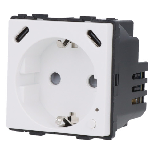 Moduł gniazda elektrycznego Schuko (bez bolca) 230V z pomiarem energii ZigBee + USB C+C 20W biały