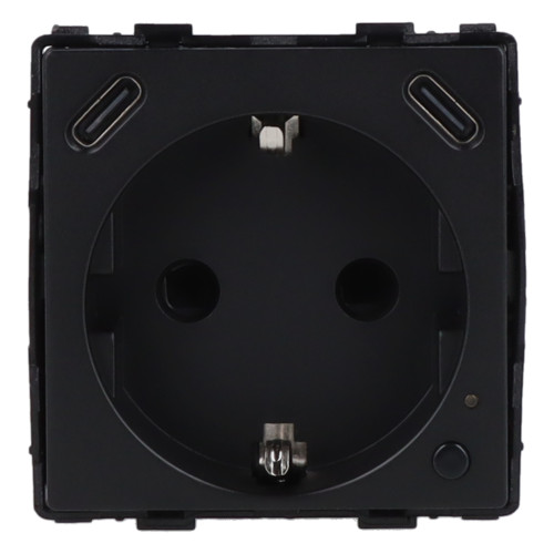 Moduł gniazda elektrycznego Schuko (bez bolca) 230V z pomiarem energii ZigBee + USB C+C 20W czarny