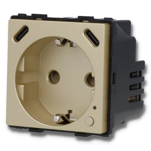 Moduł gniazda elektrycznego Schuko (bez bolca) 230V z pomiarem energii ZigBee + USB C+C 20W złoty