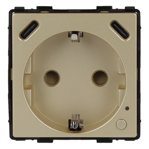 Moduł gniazda elektrycznego Schuko (bez bolca) 230V z pomiarem energii ZigBee + USB C+C 20W złoty