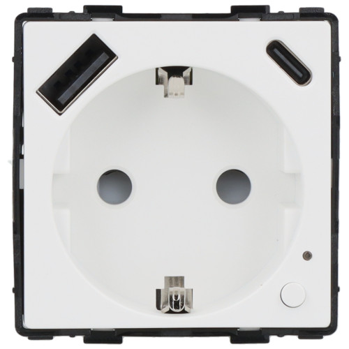 Moduł gniazda elektrycznego Schuko (bez bolca) 230V z pomiarem energii WiFi + USB A+C 20W biały