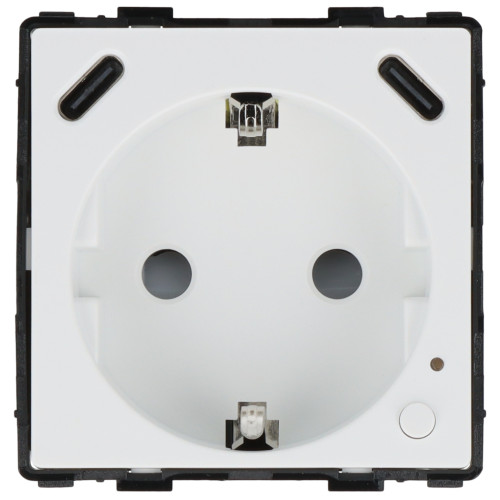 Moduł gniazda elektrycznego Schuko (bez bolca) 230V z pomiarem energii WiFi + USB A+C 20W biały