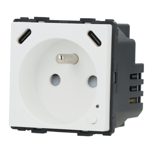 Moduł gniazda elektrycznego z bolcem 230V z pomiarem energii WiFi + USB C+C 20W biały