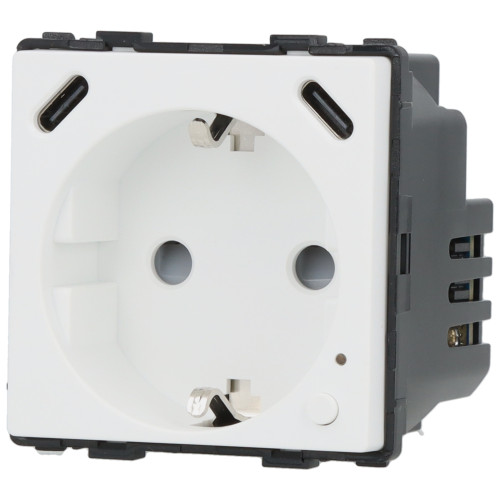 Moduł gniazda elektrycznego Schuko (bez bolca) 230V z pomiarem energii WiFi + USB C+C 20W biały