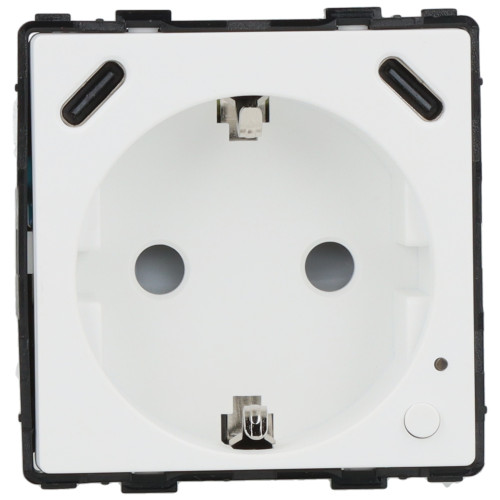 Moduł gniazda elektrycznego Schuko (bez bolca) 230V z pomiarem energii WiFi + USB C+C 20W biały
