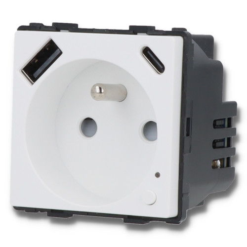 Moduł gniazda elektrycznego z bolcem 230V z pomiarem energii ZigBee + USB A+C 20W biały