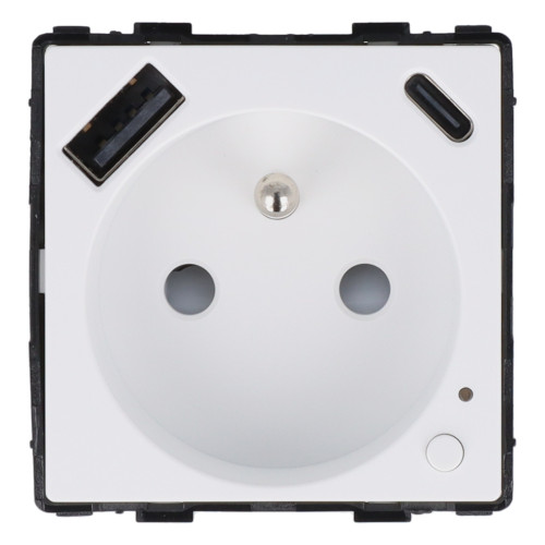 Moduł gniazda elektrycznego z bolcem 230V z pomiarem energii ZigBee + USB A+C 20W biały