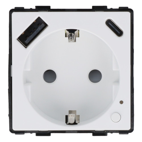 Moduł gniazda elektrycznego Schuko (bez bolca) 230V z pomiarem energii ZigBee + USB A+C 20W biały