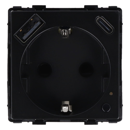 Moduł gniazda elektrycznego Schuko (bez bolca) 230V z pomiarem energii ZigBee + USB A+C 20W czarny