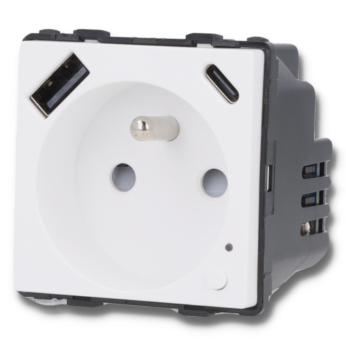 Moduł gniazda elektrycznego z bolcem 230V z pomiarem energii ZigBee + USB A+C 20W biały