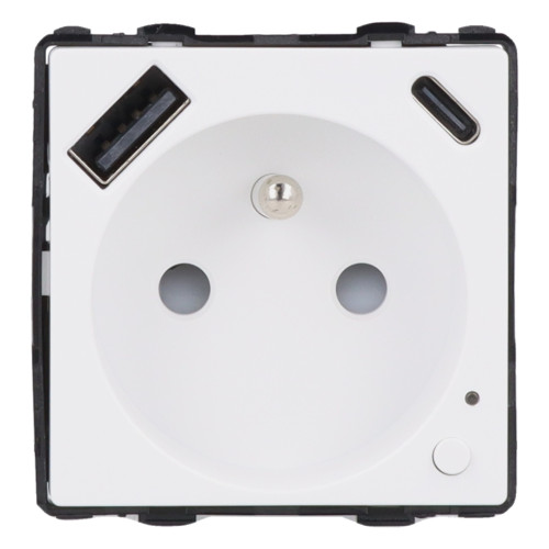 Moduł gniazda elektrycznego z bolcem 230V z pomiarem energii ZigBee + USB A+C 20W biały