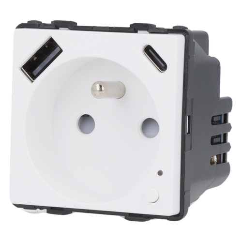 Moduł gniazda elektrycznego z bolcem 230V z pomiarem energii ZigBee + USB A+C 20W biały