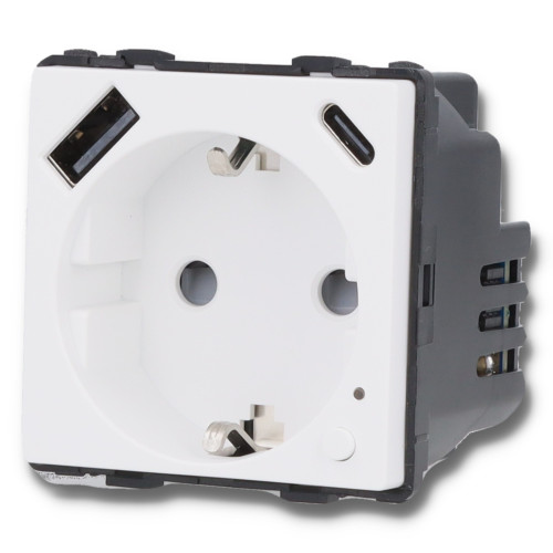 Moduł gniazda elektrycznego Schuko (bez bolca) 230V z pomiarem energii ZigBee + USB A+C 20W biały