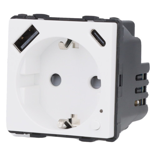 Moduł gniazda elektrycznego Schuko (bez bolca) 230V z pomiarem energii ZigBee + USB A+C 20W biały