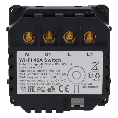 Moduł włącznika bojlera 45A Wi-Fi z pomiarem energii Szary