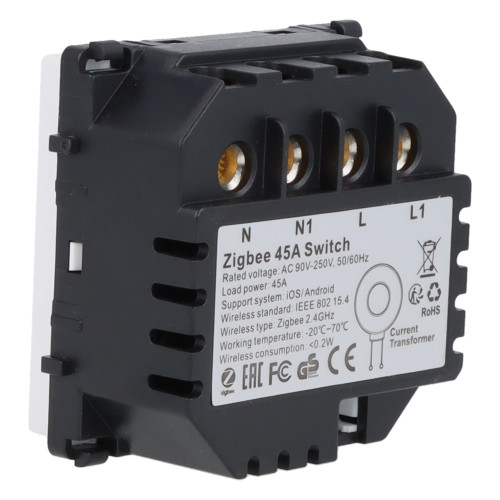 Moduł włącznika bojlera 45A ZigBee z pomiarem energii Biały