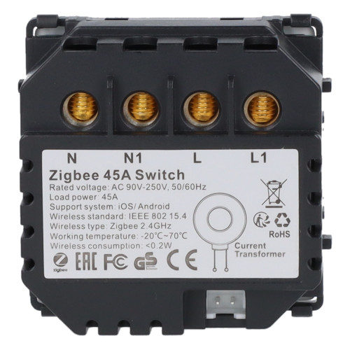 Moduł włącznika bojlera 45A ZigBee z pomiarem energii Biały