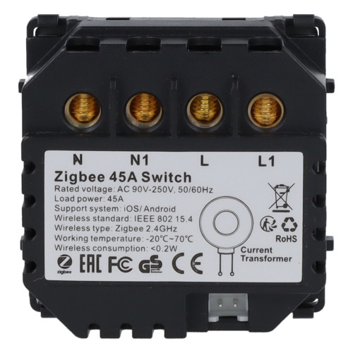 Moduł włącznika bojlera 45A ZigBee z pomiarem energii Szary