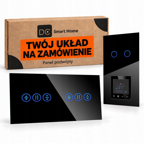 Panel Szklany Podwójny Na 2 Puszki 0G0G Czarny DC Smart Home