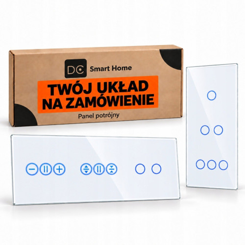 Panel Szklany Potrójny Na 3 Puszki 0G0G0G Biały DC Smart Home