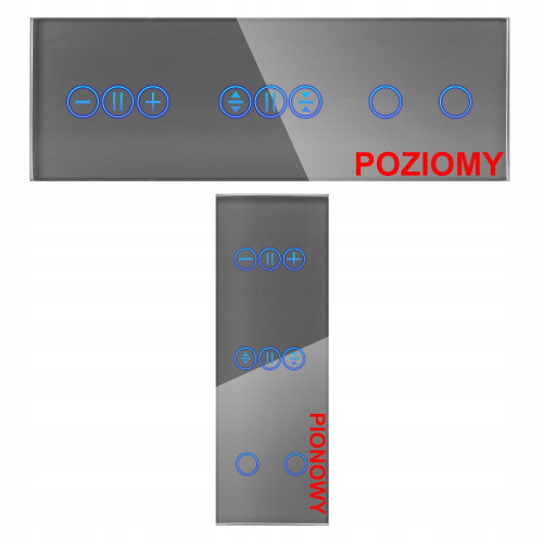 Panel Szklany Potrójny Na 3 Puszki 0G0G0G  Szary DC Smart Home