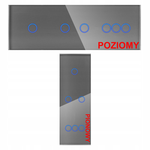 Panel Szklany Potrójny Na 3 Puszki 0G0G0G  Szary DC Smart Home