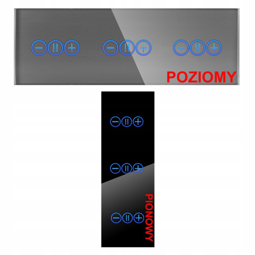 Panel Szklany Potrójny Na 3 Puszki 0G0G0G  Szary DC Smart Home