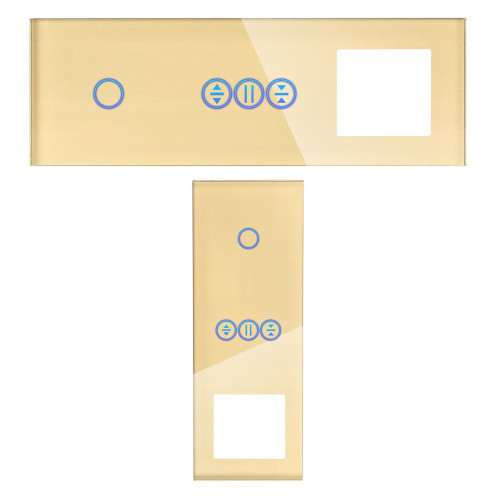 Panel Szklany Potrójny Na 3 Puszki 0G0G0G Złoty DC Smart Home
