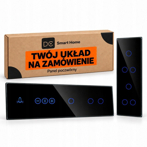 Panel Szklany Poczwórny Na 4 Puszki 0G Czarny DC Smart Home