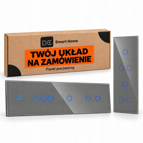 Panel Szklany Poczwórny Na 4 Puszki 0G Szary DC Smart Home