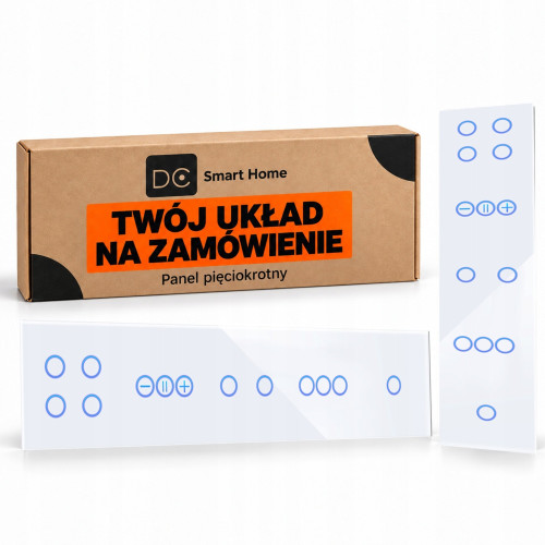 Panel Szklany Pięciokrotny  Na 5 Puszek 0G Biały DC Smart Home