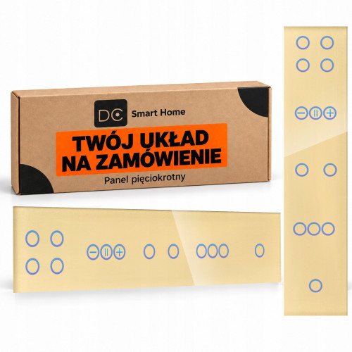 Panel Szklany Pięciokrotny  Na 5 Puszek 0G Złoty DC Smart Home