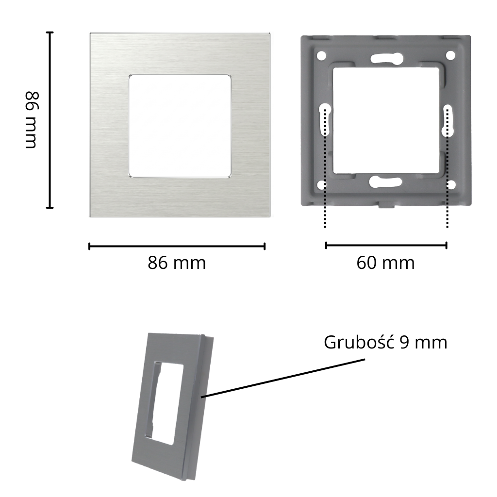 Wymiary ramki aluminiowej 1F