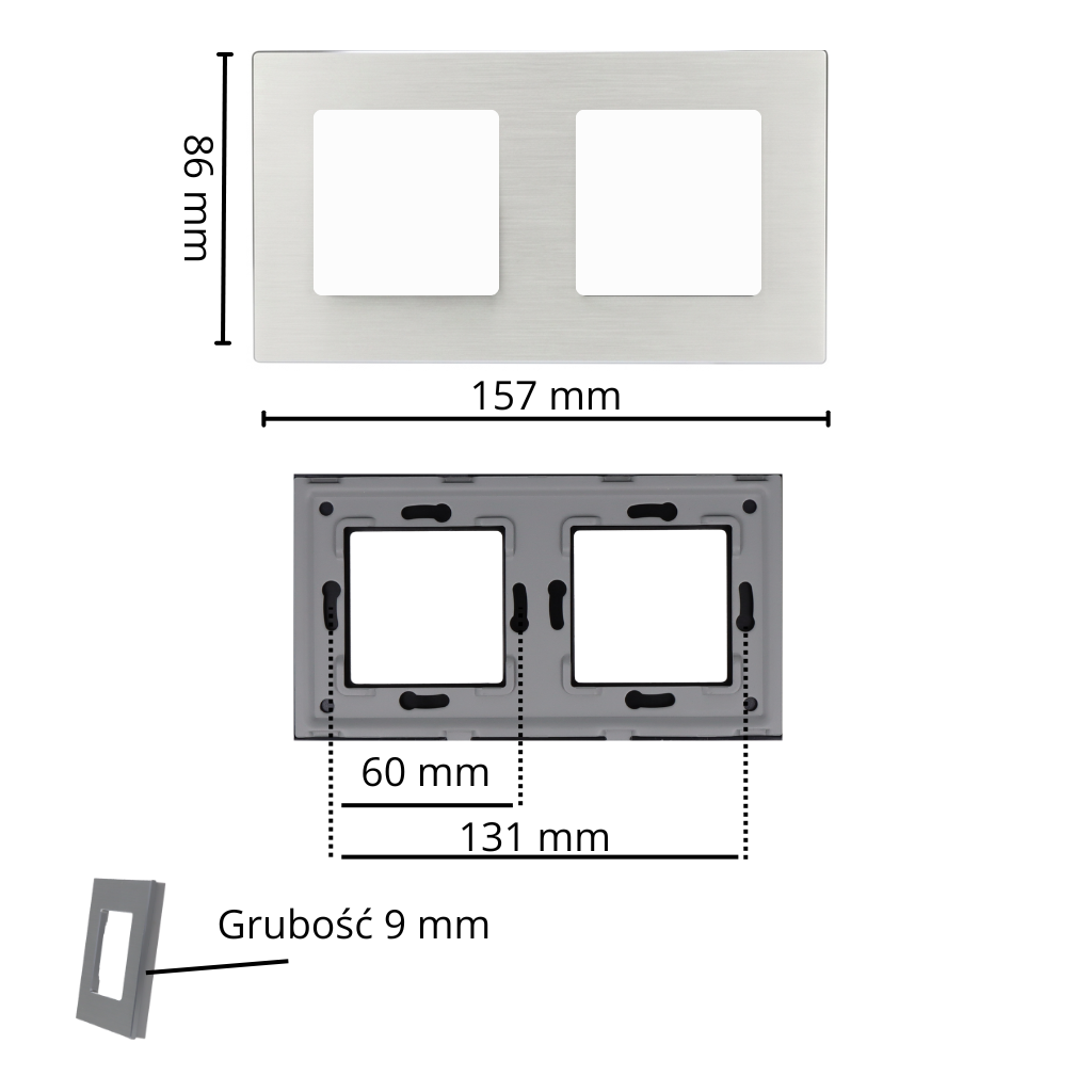 Wymiary ramki aluminiowej 2F