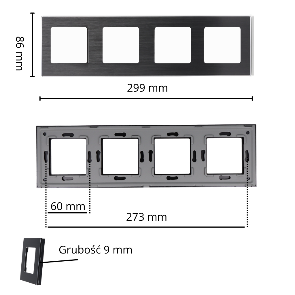 Wymiary ramki aluminiowej 4F