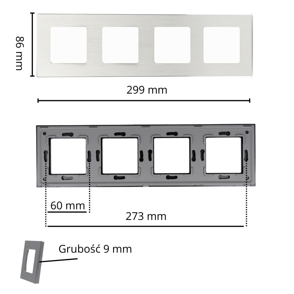 Wymiary ramki aluminiowej 4F