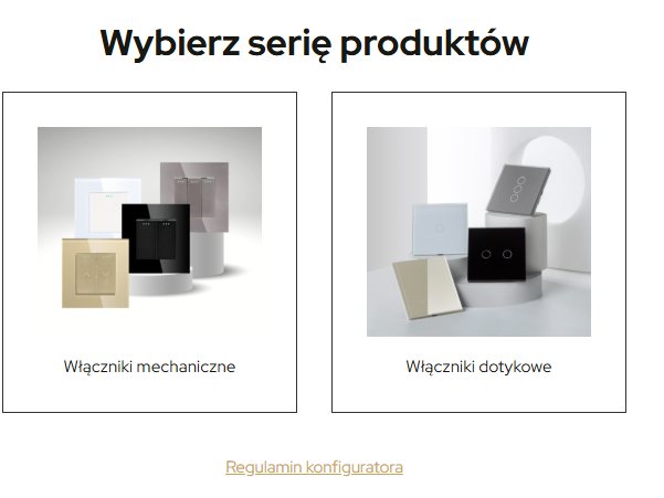 Konfigurator, krok 1: wybór serii produktów